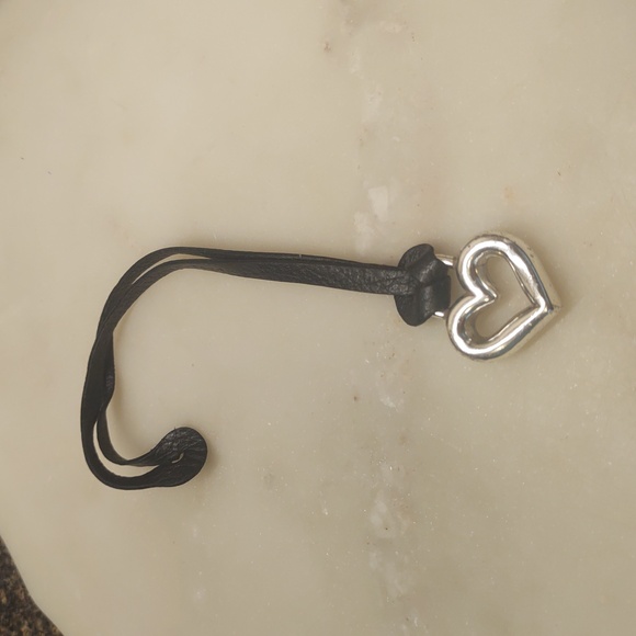 Brighton 3D Silver Heart Signature Purse Charm On Black Leather Strap, EUC! - Picture 4 of 12